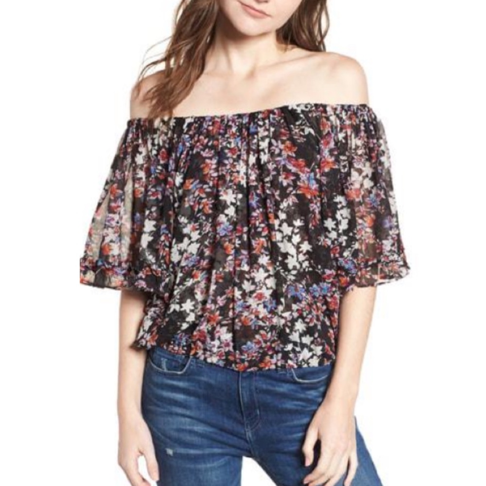 Misa LA off the shoulder floral top SZ Small